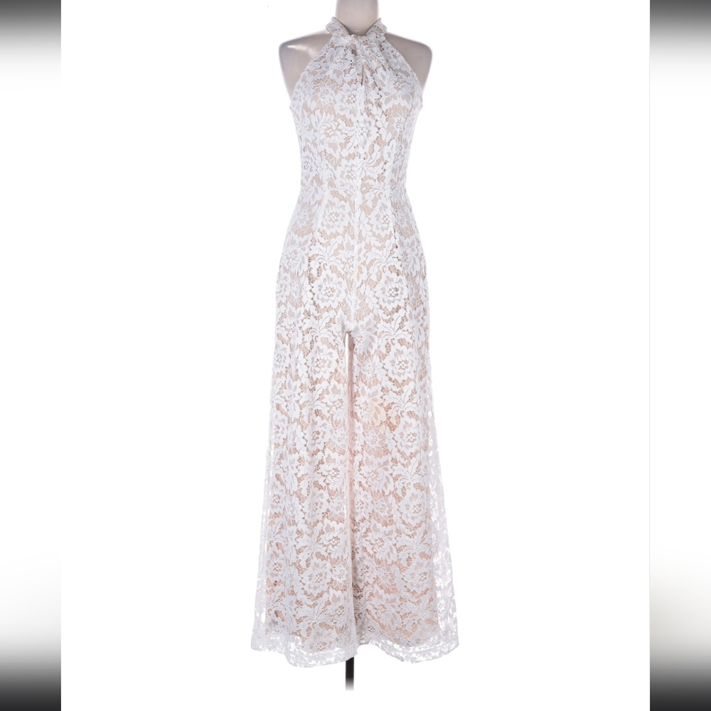 Julia Jordan White Lace Twist Tie Wide Leg Jumpsuit - Picture 2 of 7